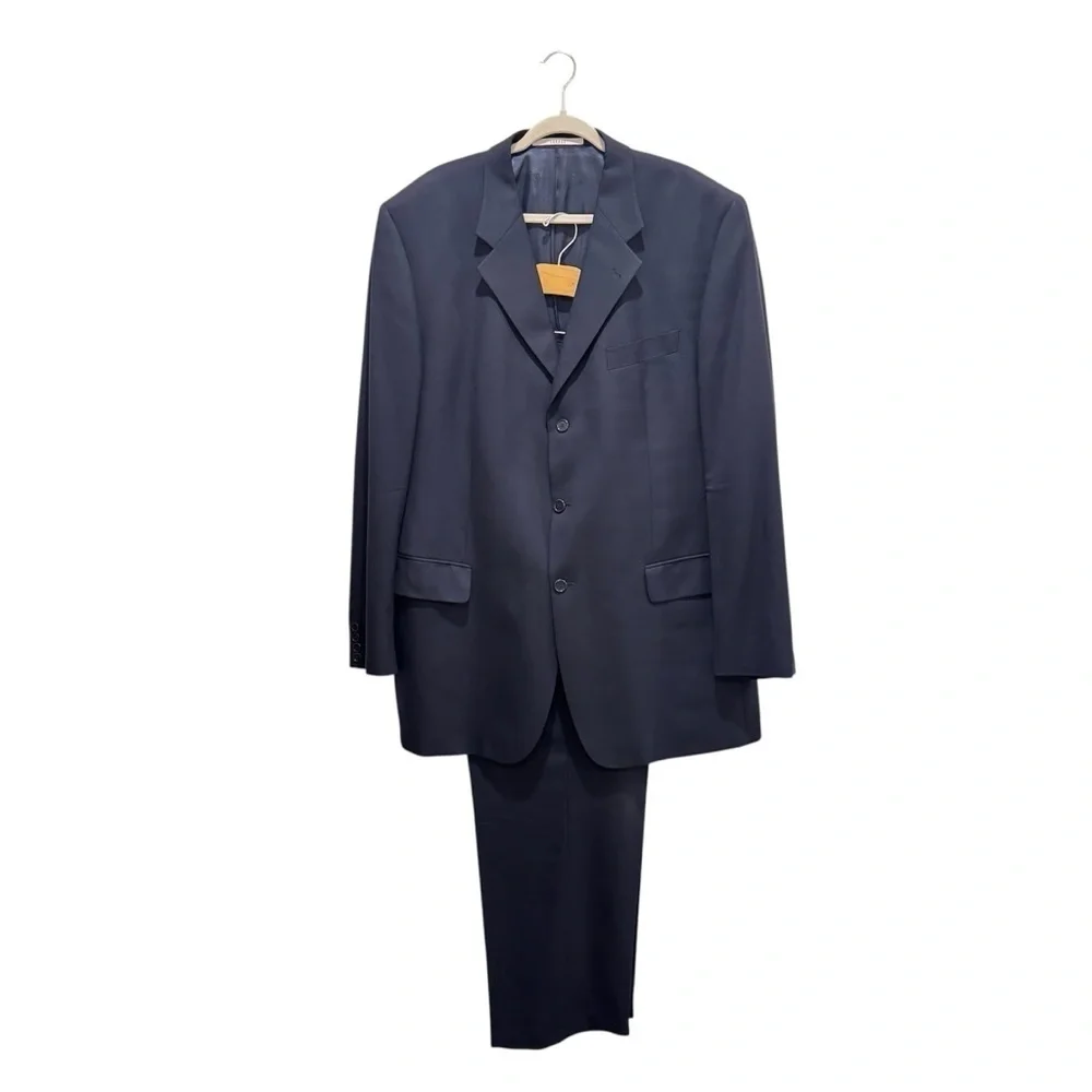 Vintage 80s 90s Feraud Wool 2-pc Suit Pant Set Classic Designer Navy 48L EU 118